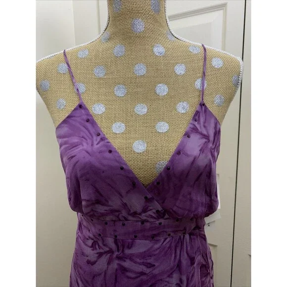 VtG Jonathan Martin 100% Silk Dress Y2K Fairy Babydoll Purple Sheer Sz 6 NWT - Picture 2 of 16